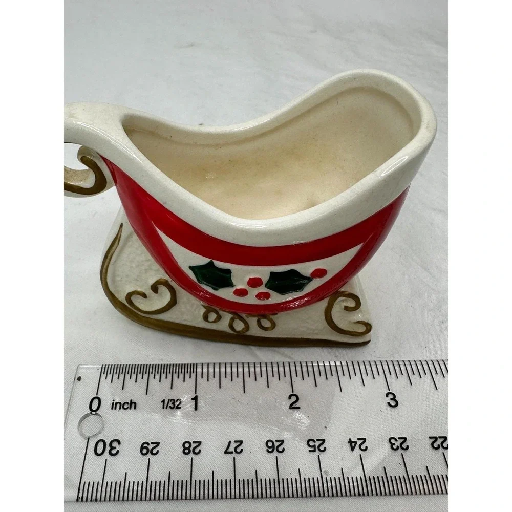 Holt Howard 1960 Ceramic Sleigh Christmas Decor Dish Container Retro Mid Century